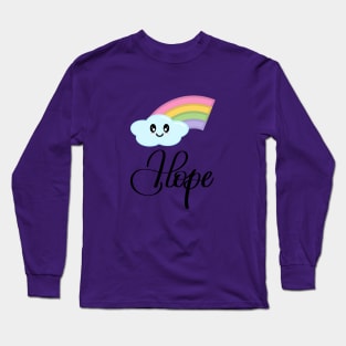 Hope with Kawaii Cute Rainbow Cloud in Purple Long Sleeve T-Shirt